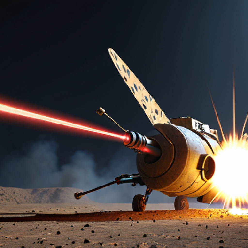 A laser-guided bomb precisely hitting a target, like a butterfly following a beam of light. High accuracy.