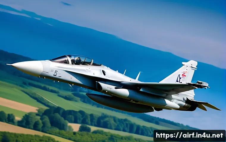 공군의 비행 기록 분석 - A KAI FA-50 light combat aircraft, sleek and modern, soaring gracefully through a bright, clear blue...