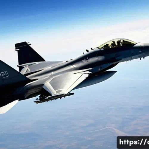 Home 15 공군의 공중전 개념 - A dynamic aerial combat scene showing two advanced fighter jets, one resembling an F-15 and the othe...